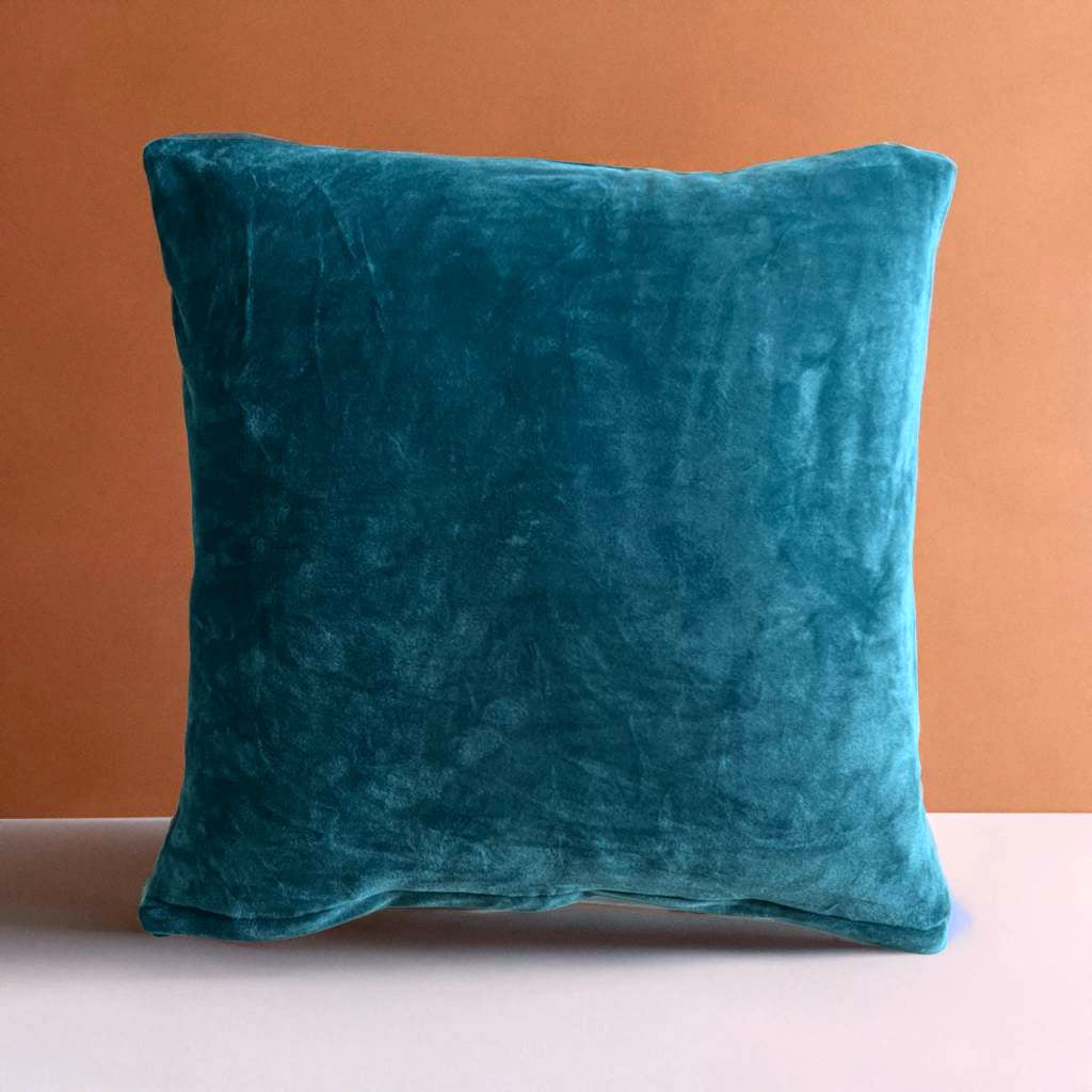 Housse de coussin velours bleu