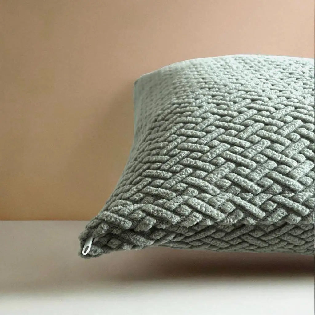 Housse de coussin jacquard vert