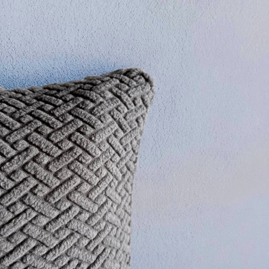 Housse de coussin jacquard gris clair