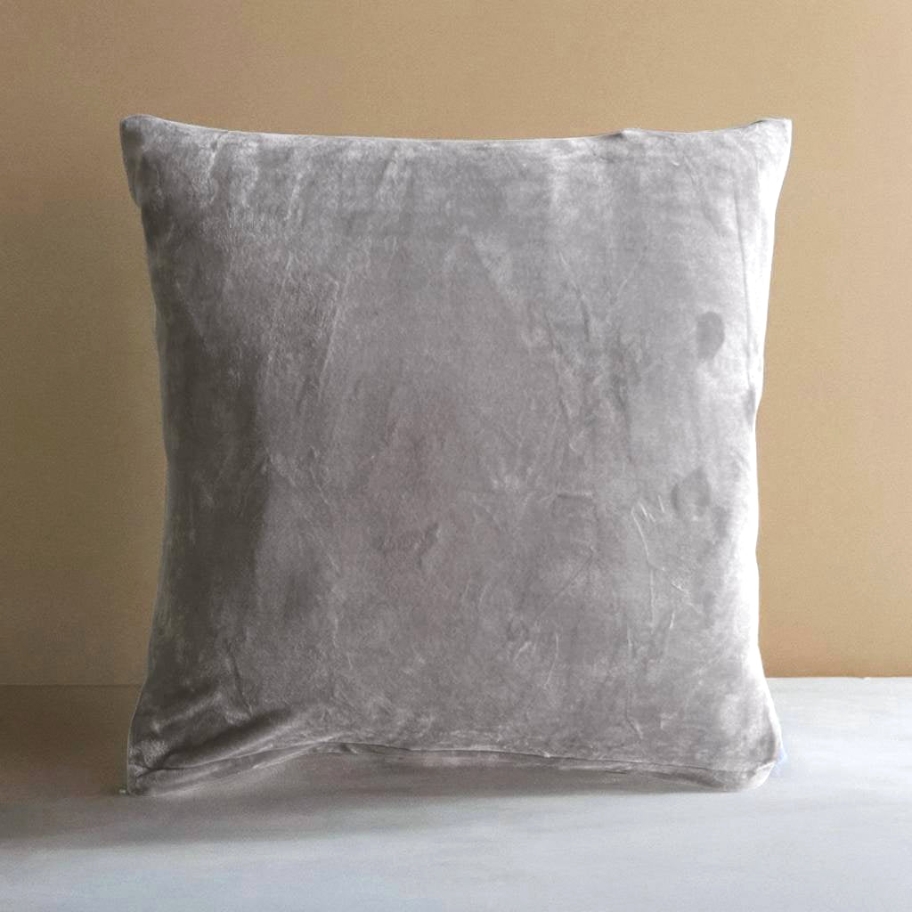 Housse de coussin velours bleu gris