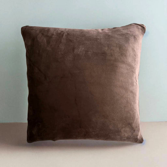Housse de coussin velours marron