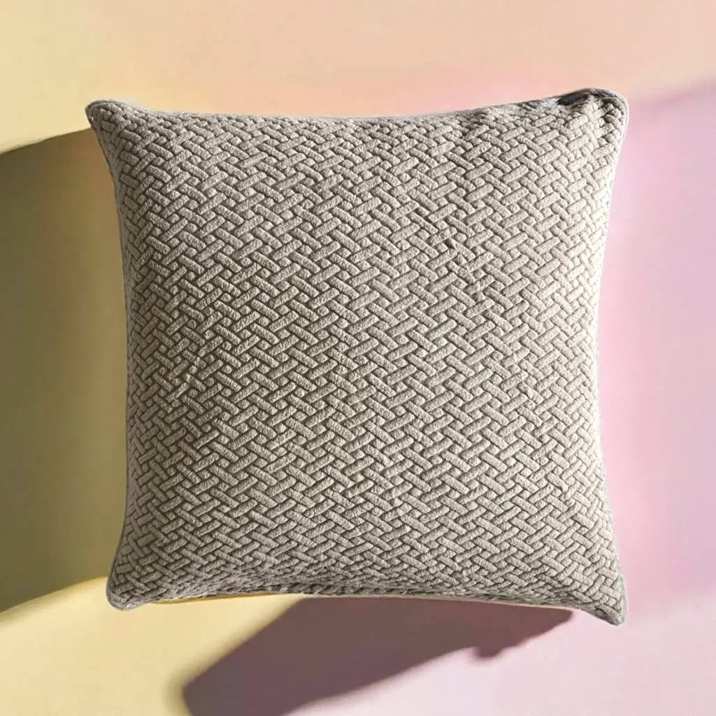 Housse de coussin jacquard beige