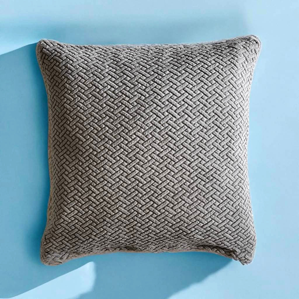 Housse de coussin jacquard gris clair