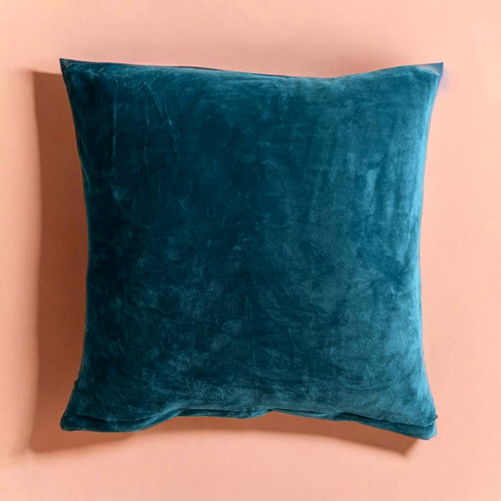 Housse de coussin velours bleu