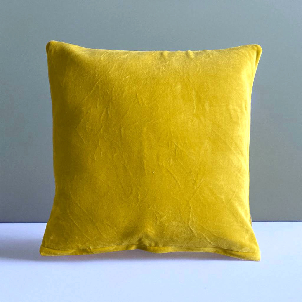 Housse de coussin velours jaune