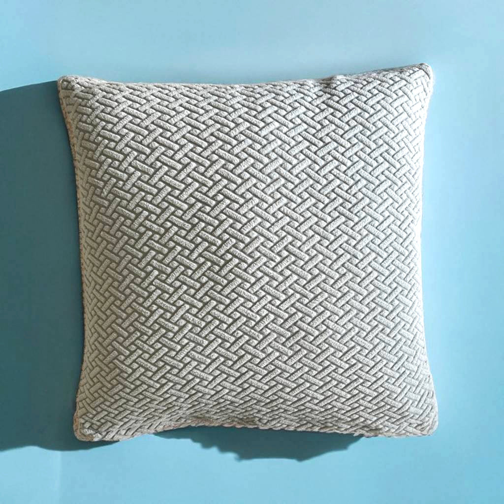 Housse de coussin jacquard blanc