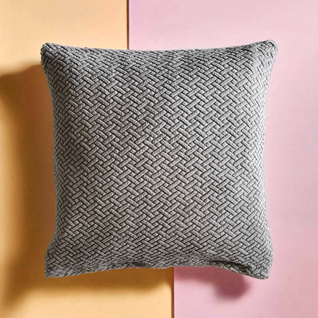 Housse de coussin jacquard gris clair