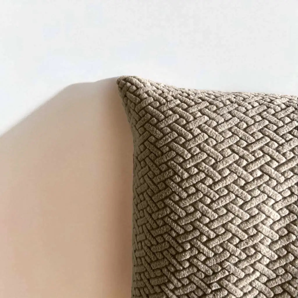 Housse de coussin jacquard beige