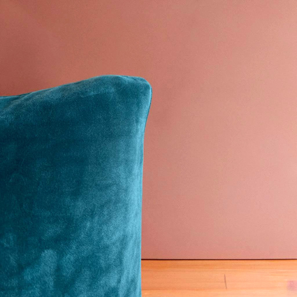 Housse de coussin velours bleu