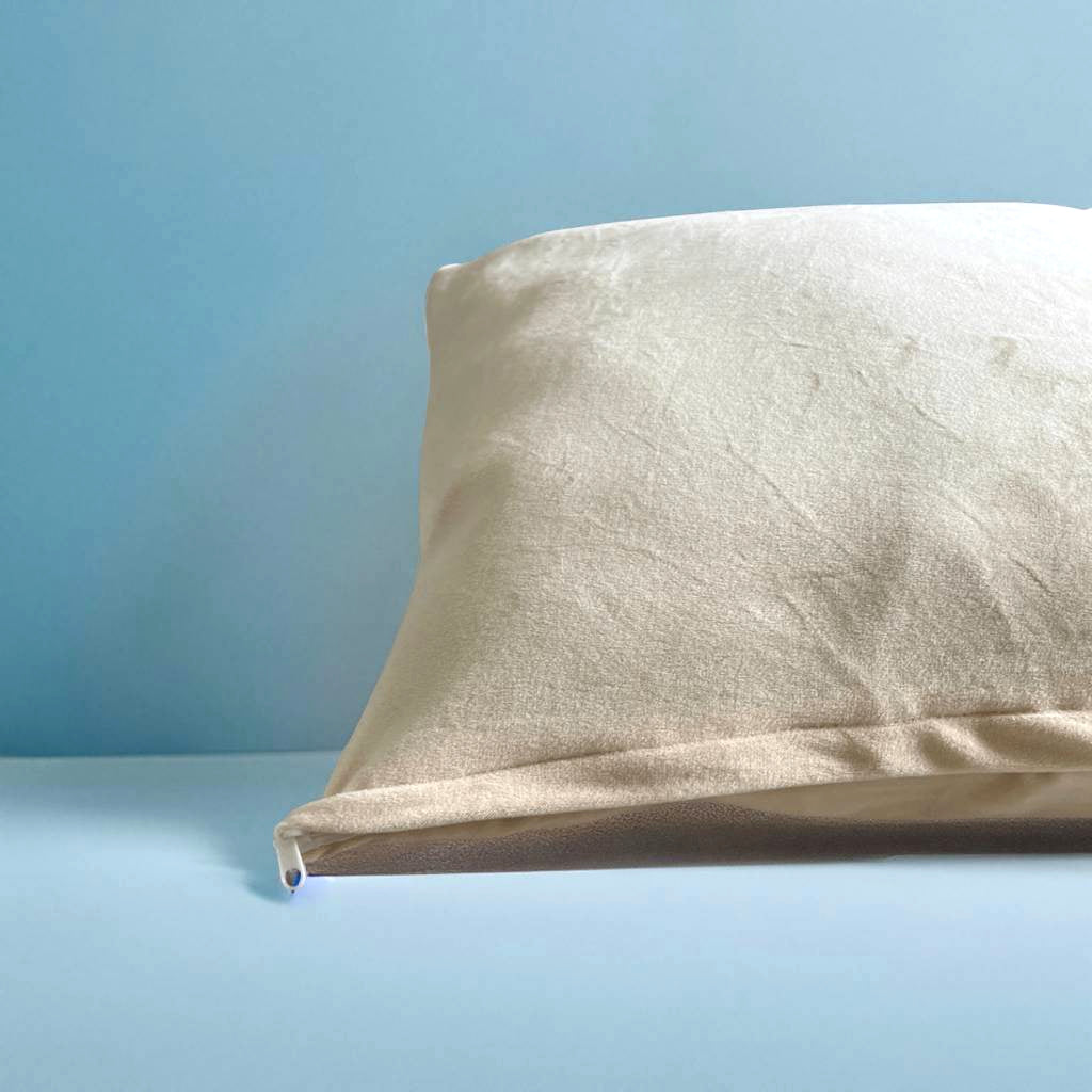 Housse de coussin velours beige