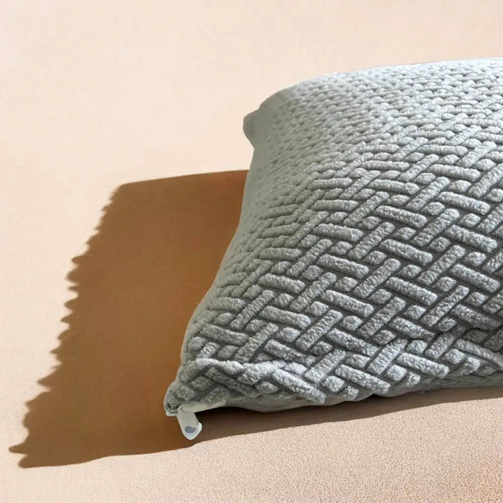 Housse de coussin jacquard blanc