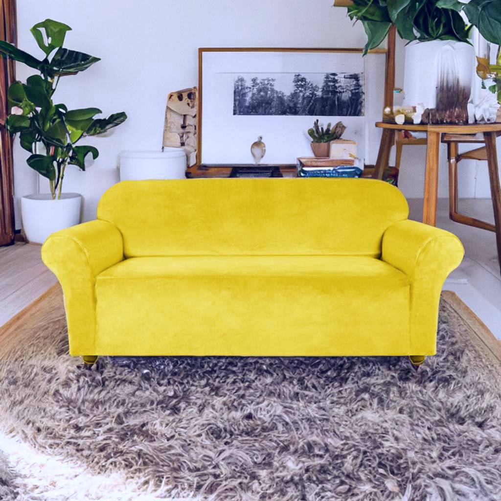 Housse de canapé velours jaune