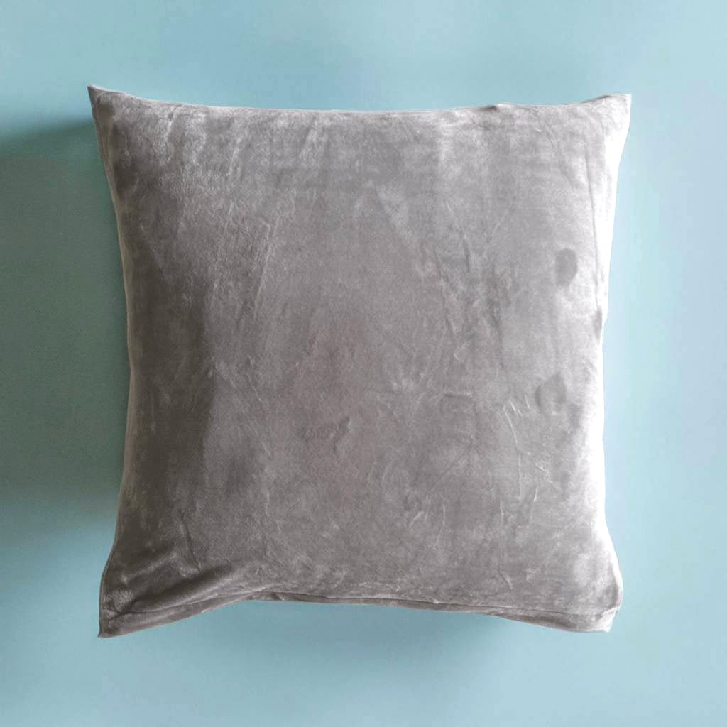 Housse de coussin velours bleu gris