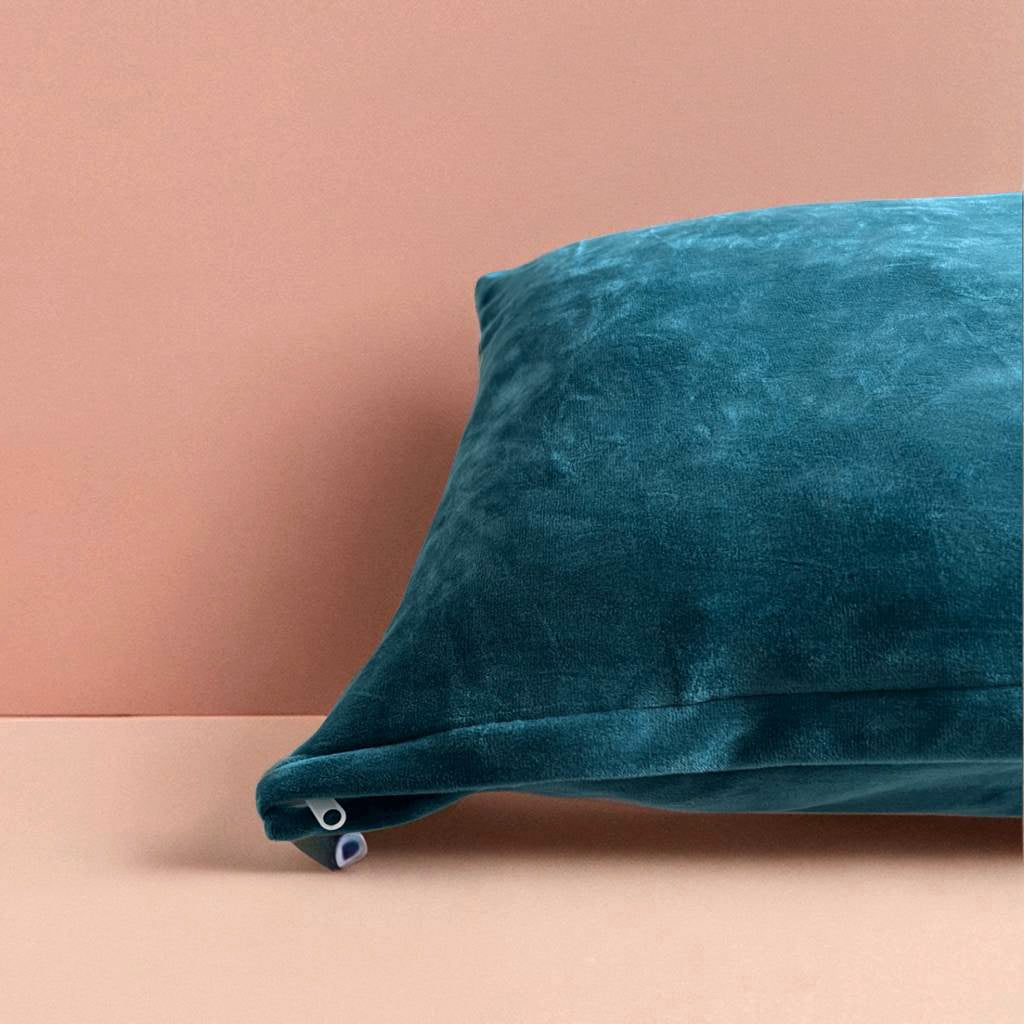 Housse de coussin velours bleu