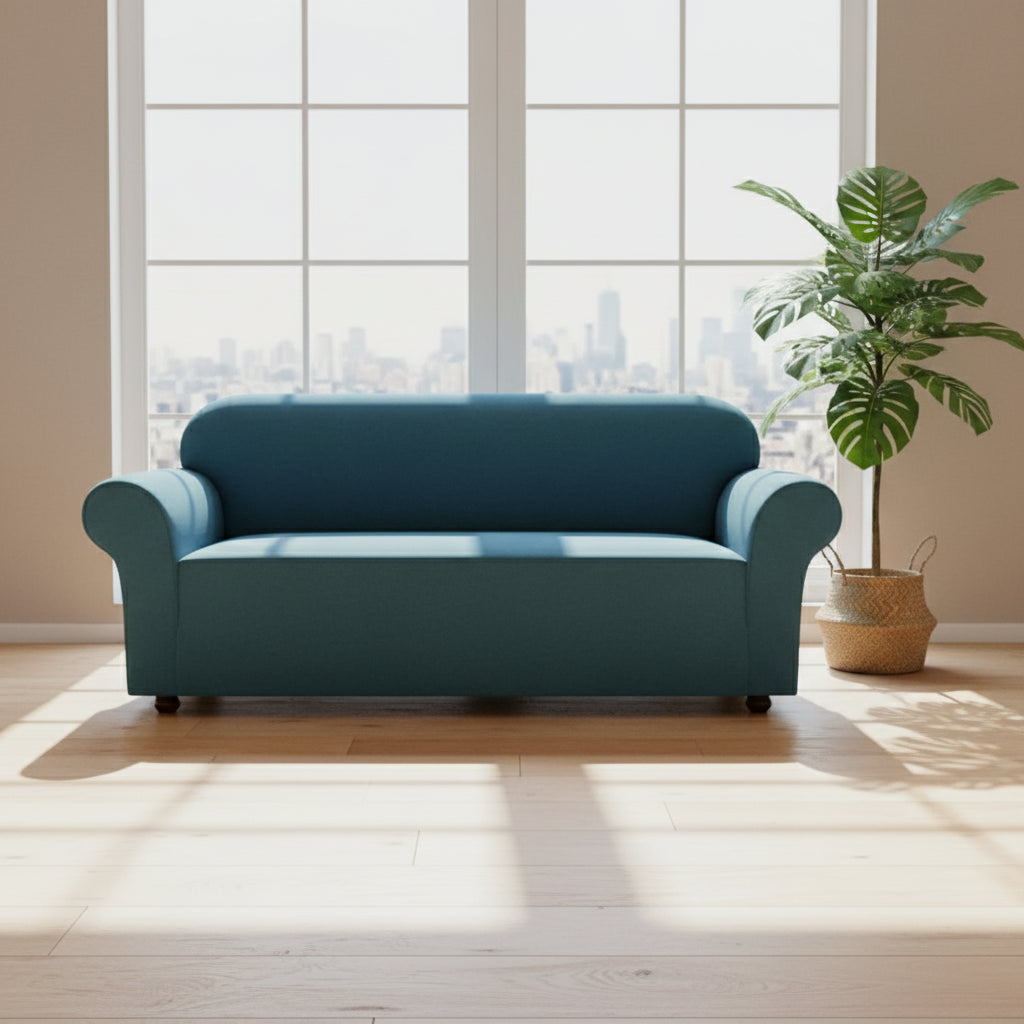 Housse de canapé velours bleu foncé