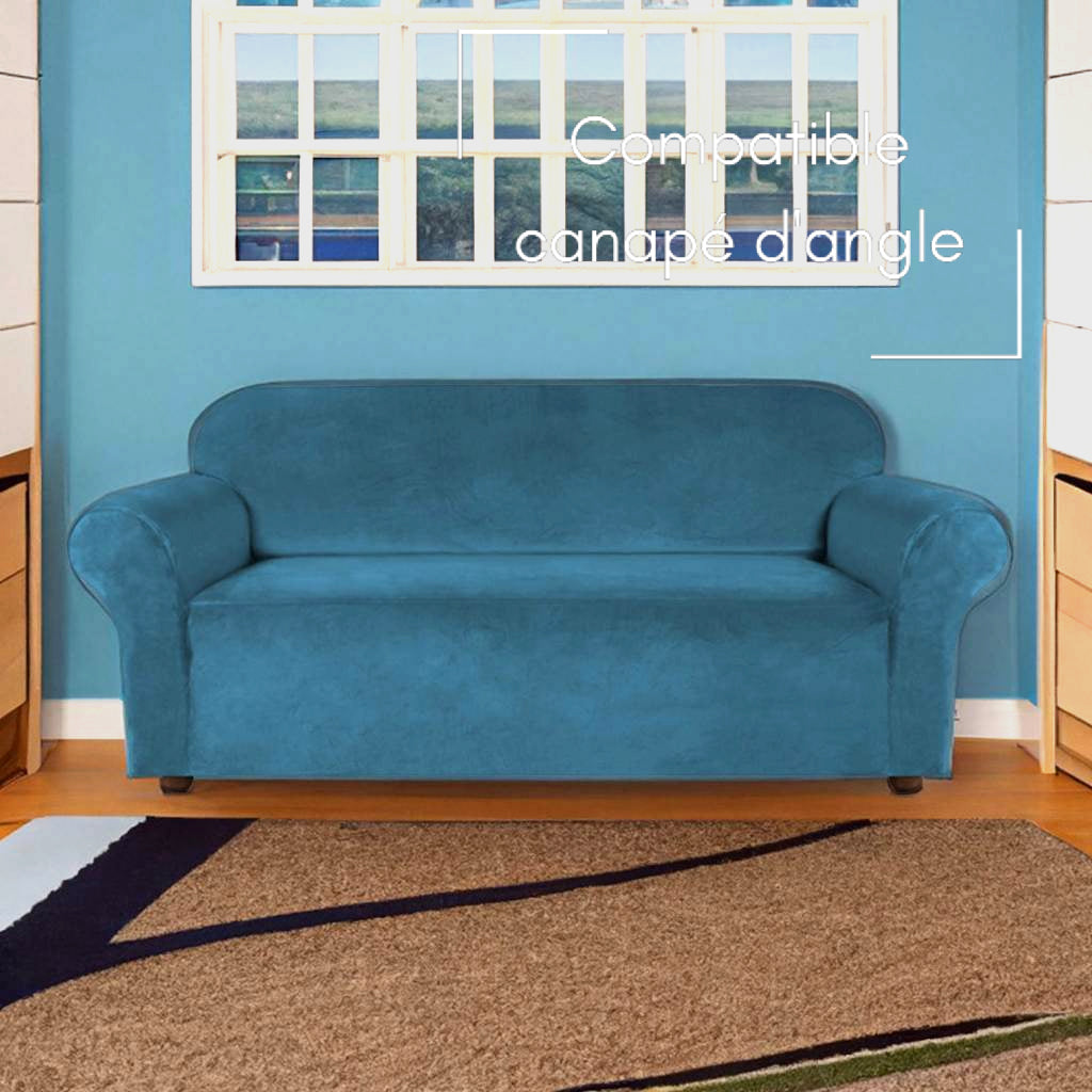 Housse de canapé velours bleu foncé