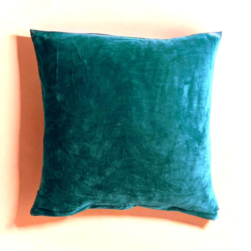 Housse de coussin velours bleu / vert
