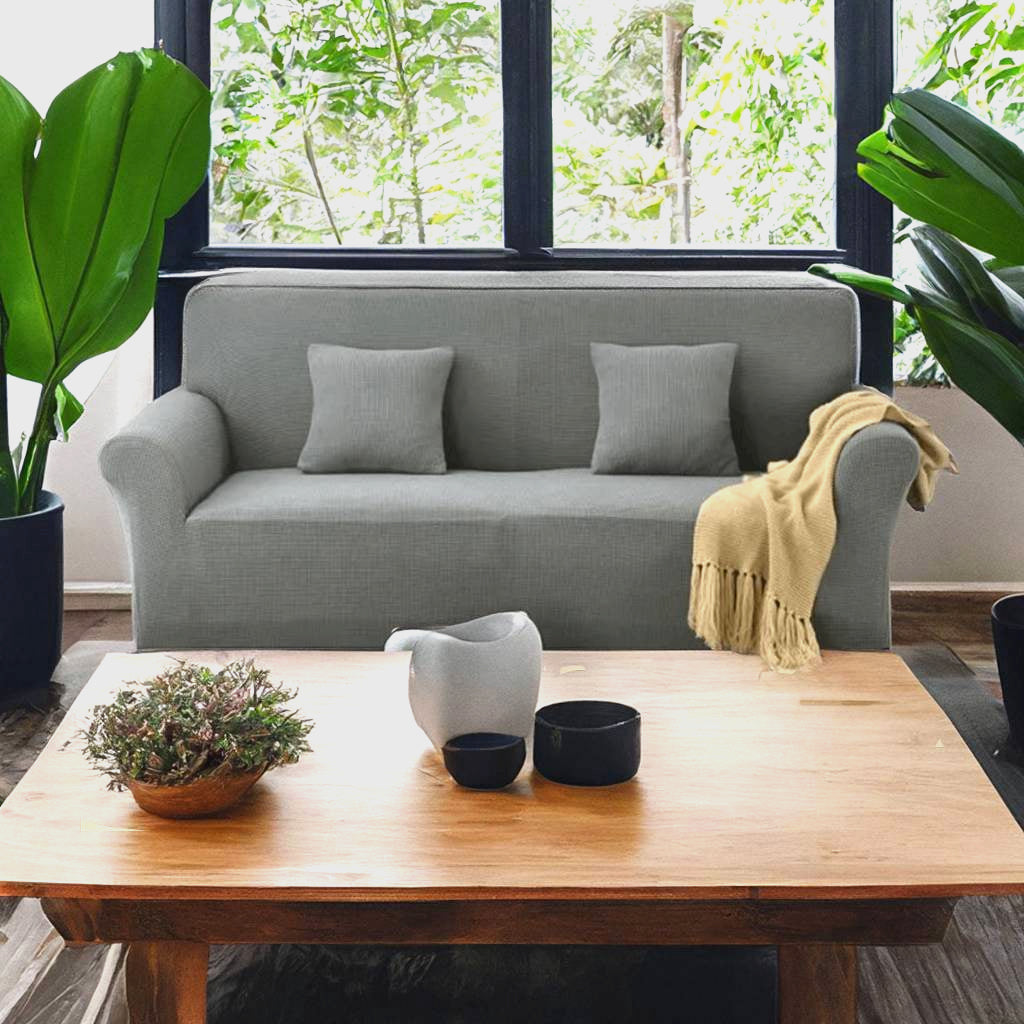 Housse de canapé Jacquard gris clair