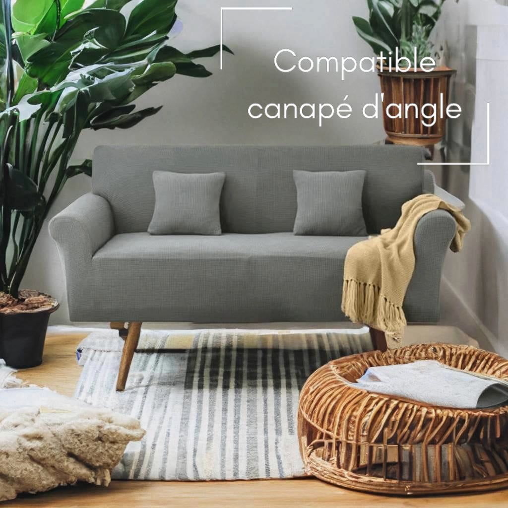 Housse de canapé Jacquard gris clair