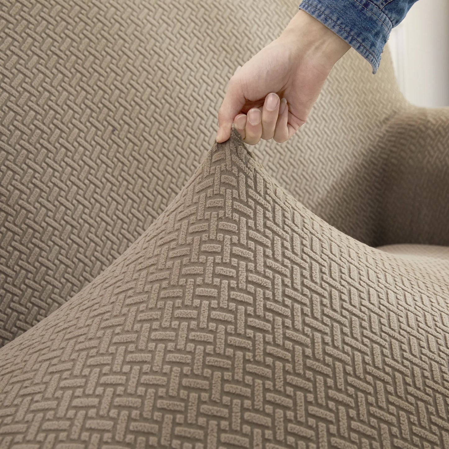 Housse de canapé Jacquard beige