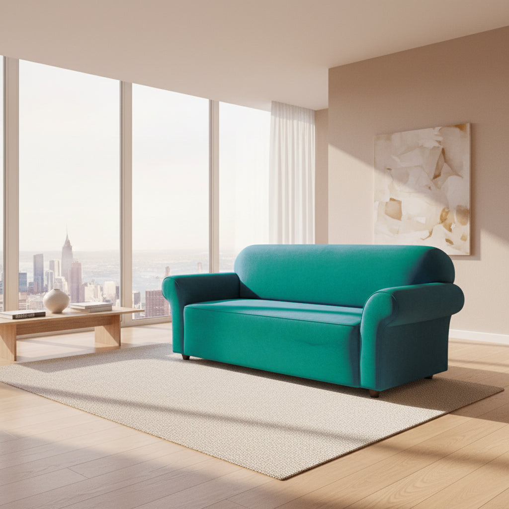 Housse de canapé velours bleu / vert