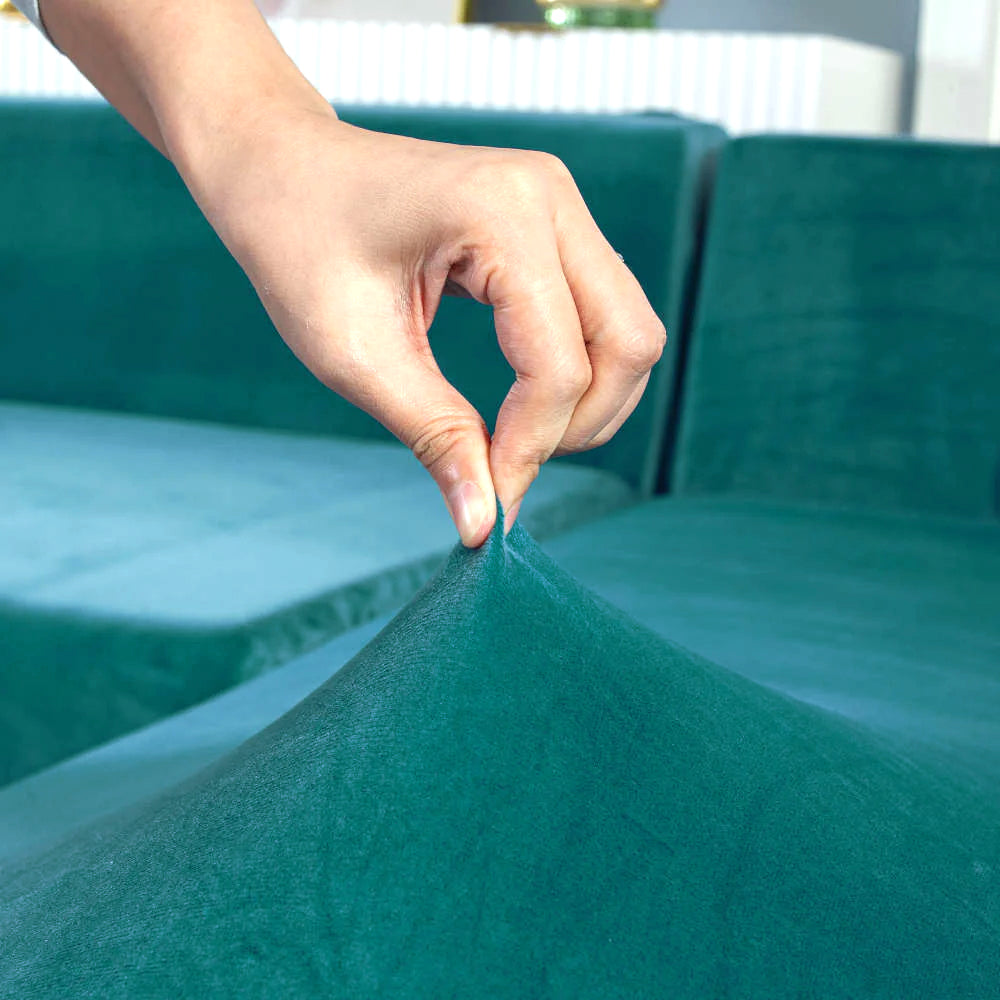 Housse de canapé velours bleu / vert