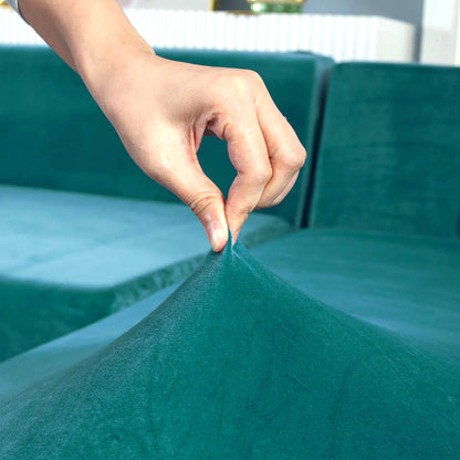 Housse de canapé velours bleu / vert