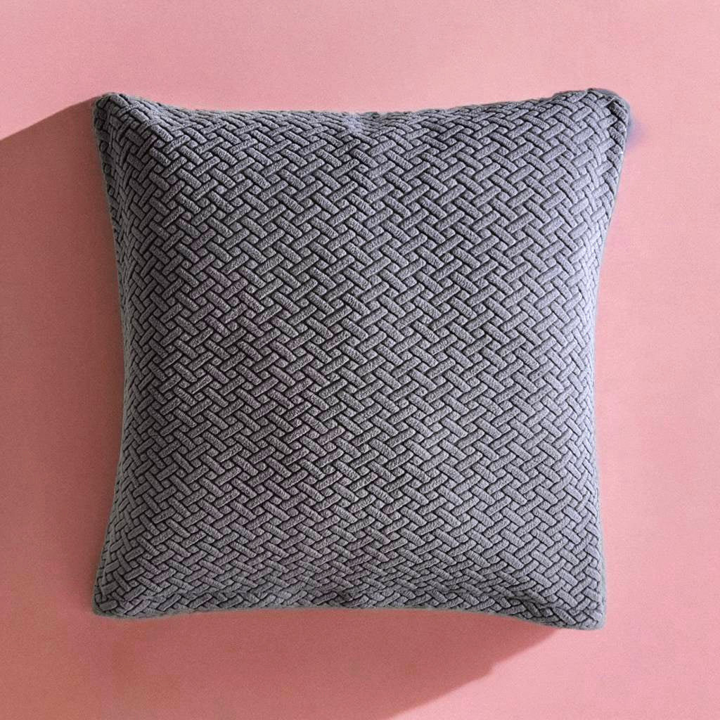 Housse de coussin jacquard gris