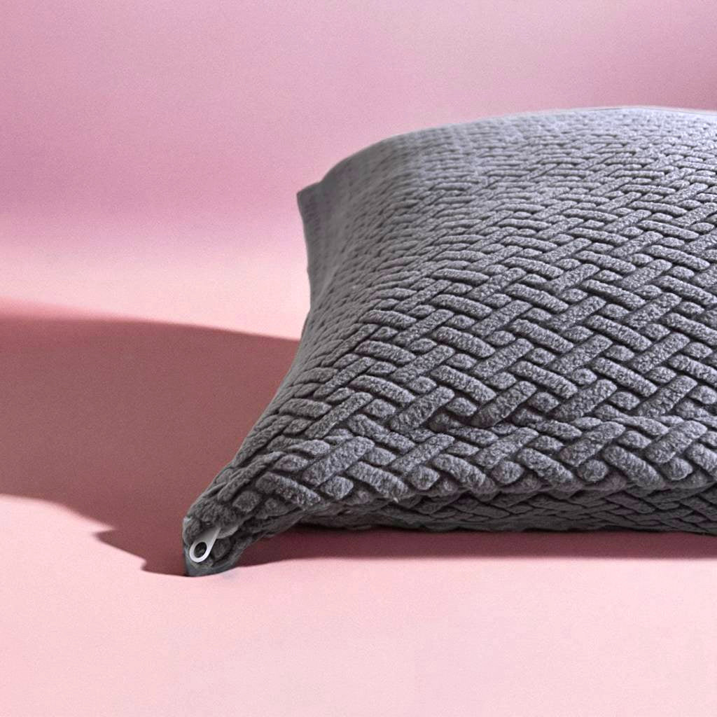 Housse de coussin jacquard gris