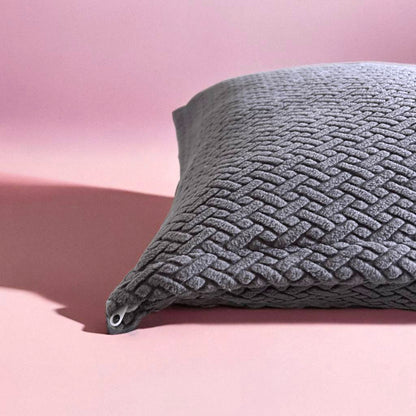 Housse de coussin jacquard gris