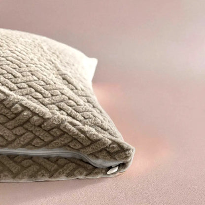 Housse de coussin jacquard beige