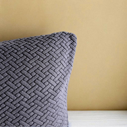 Housse de coussin jacquard gris