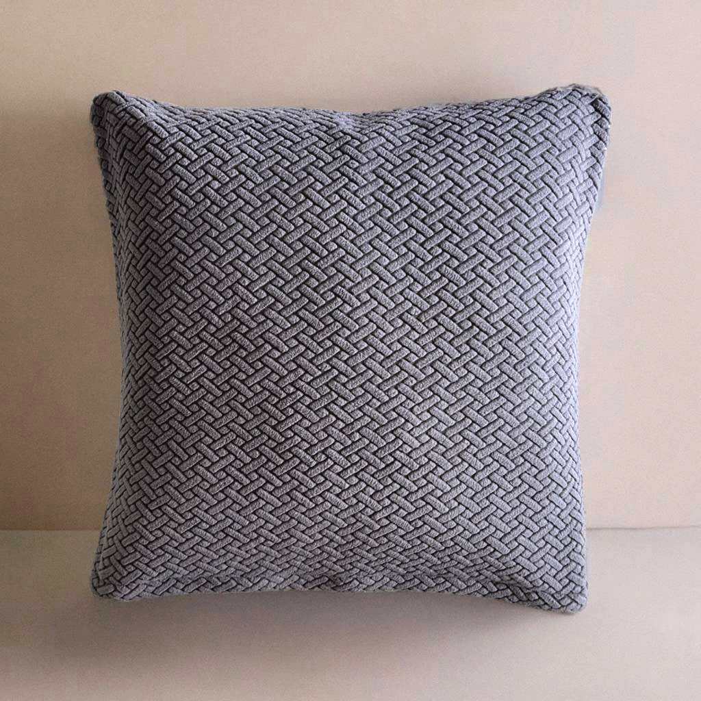 Housse de coussin jacquard gris