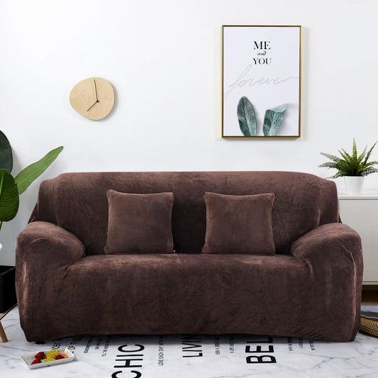 Housse de canapé velours marron