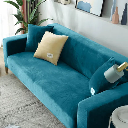 Housse de canapé velours bleu foncé