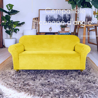 Housse de canapé velours jaune