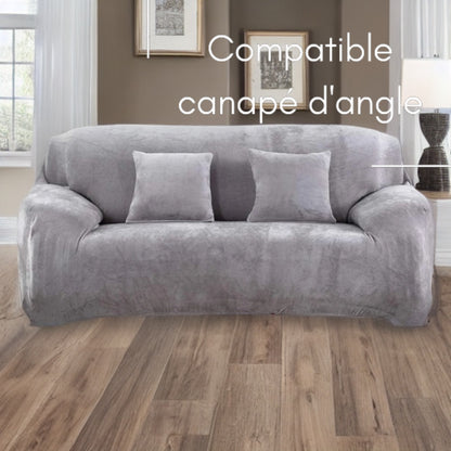 Housse de canapé velours bleu gris