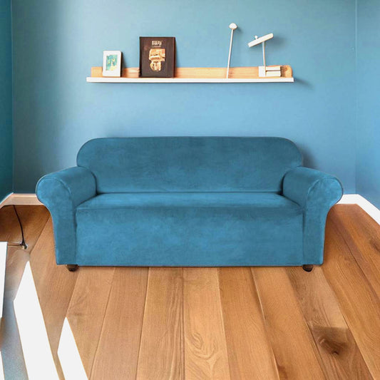 Housse de canapé velours bleu