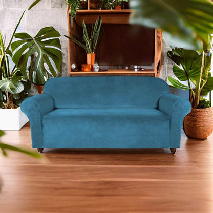 Housse de canapé velours bleu