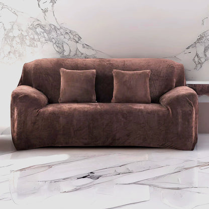 Housse de canapé velours marron