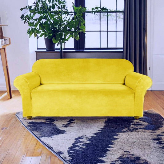 Housse de canapé velours jaune