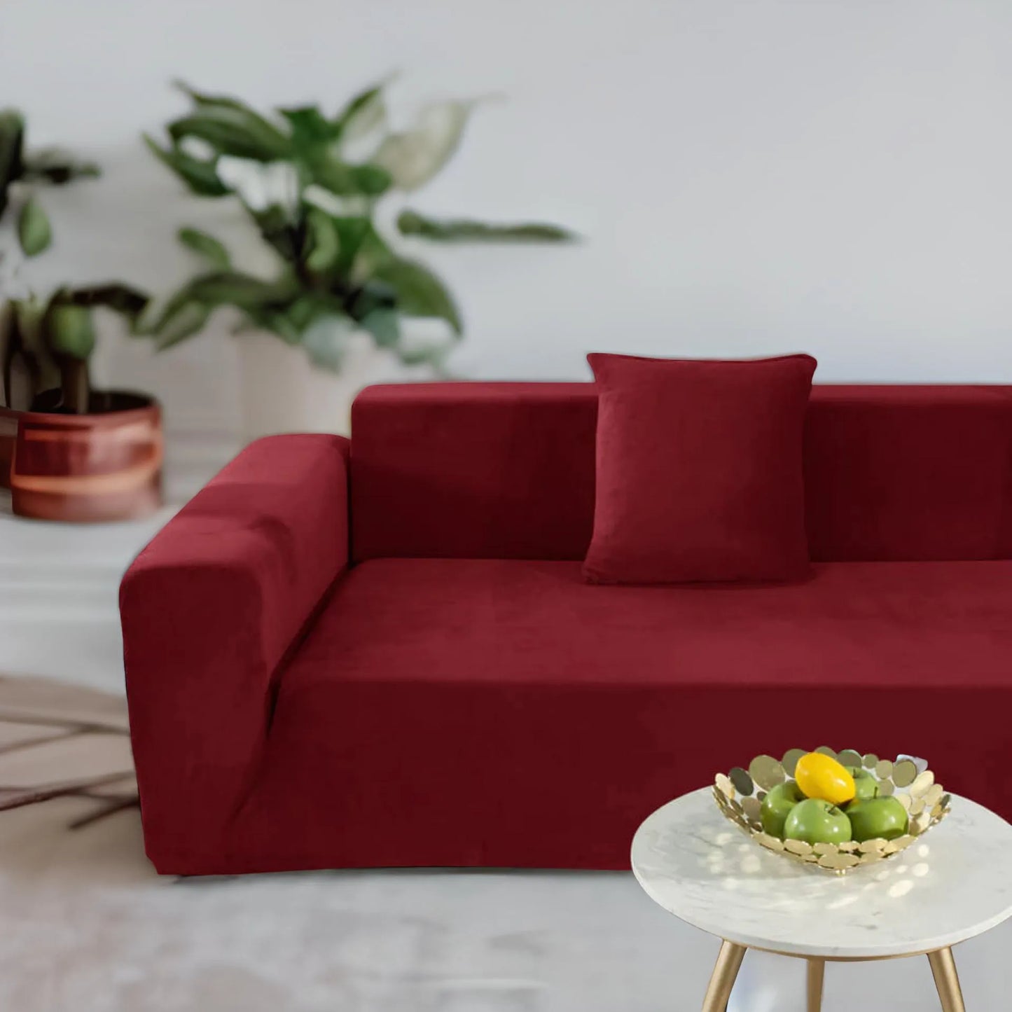 Housse de canapé velours rouge