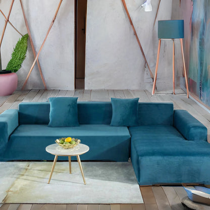 Housse de canapé velours bleu